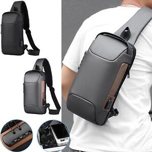 Men's Crossbody Chest Sling Bag Waterproof Anti-theft Backpack USB-Charge Port
