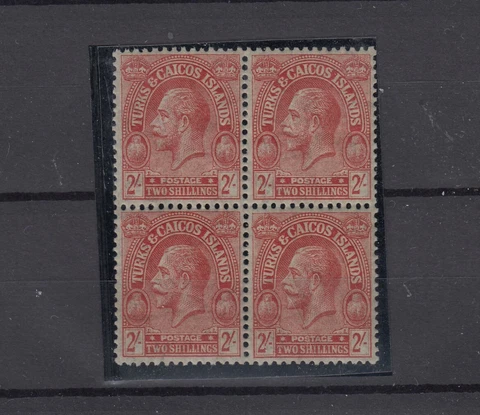Turks & Caicos KGV 1922 2/- Mint Block of 4 SG174 MNH JK7393 Cover