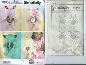 S 8862 sewing pattern 14" BEAR Bunny CAT Dog stuffed Animal TOYS & decor SEQUINS - Picture 1 of 2