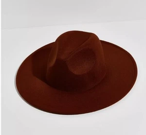 New Free People Clean Slate Hat OS Chestnut Burgundy Western Wide Brim L6 - Picture 1 of 4