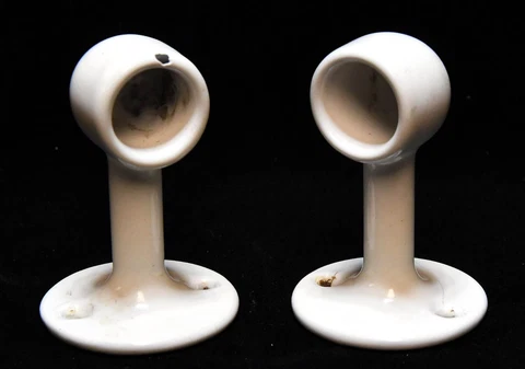 VINTAGE WHITE ENAMEL OVER CAST IRON TOWEL RACK SUPPORTS BATHROOM KITCHEN #3 Cover