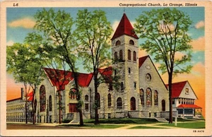 Chiesa Congregazionale, La Grange, Illinois, USA, Cartolina Vintage - Foto 1 di 2