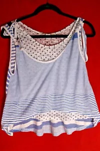 American Rag Cie blau und weiß Lagenlook Streifen über Cami Tank Shirt Top Medium - Bild 1 von 9