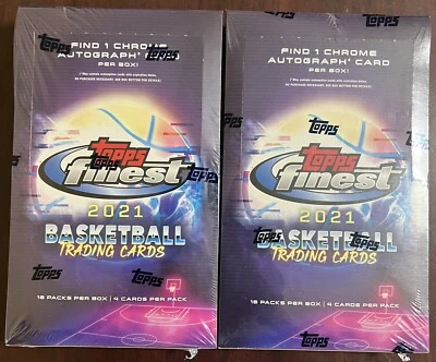 2 Boxes - 2021 Topps Finest Basketball Hobby Box - Factory Sealed - 1 Auto Per - Image 1 of 4