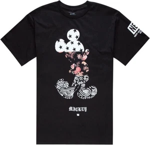 Neff X Disney Men's T-Shirt Mickey Mouse Swag Short Sleeve Crewneck Tee in Black - Picture 1 of 2