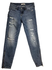 Abercrombie Mid Jeans Fitch Raw Hem Rise Ankle DenimJeans Size 24 - Picture 1 of 9