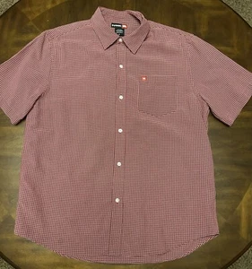 Tony Hawk Mens Medium Red Check Button-Up Short Sleeve Dress Shirt Skateboard - Picture 1 of 10