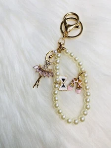 Ballet Girl Shoe Keychain Charm Handbag Charm Bag Jewelry Faux Pearl Strap New - Picture 1 of 2