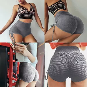 Women High Waist Yoga Hot Shorts Push Up Ruched Pants Booty Leggings Fitness Gym - Picture 1 of 12