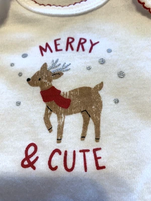 Traje de cuerpo prematuro Carters Navidad Feliz y lindo ciervo bordado plateado nuevo sin etiquetas Foto 1 de 4