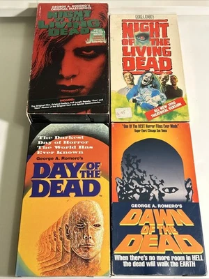 George Romero 4 VHS Lot Night Of The Living Dead,Night remake,Dawn And Day - Image 1 of 3