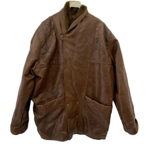 T. Shealing Made in Italy Shearling Leather Jacket Brown Men’s 3XL Vtg Heavy#123 - Picture 1 of 13