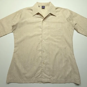 Camisa De Colección Joel Cal Hecha Hombres Grande Beige Metálico Jacquard Cuello Disco Años 80 Retro - Imagen 1 de 22