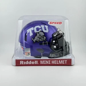 TCU Horned Frogs Metallic Purple Riddell Speed Mini Football Helmet With Visor - Picture 1 of 4
