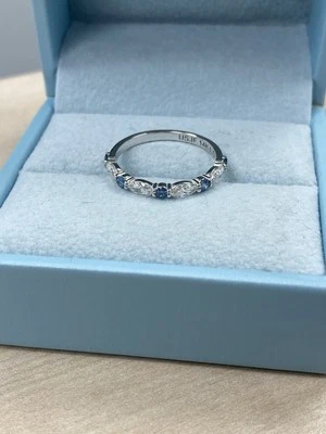 0.75 Ct Lab Grown Marquise and Round Brilliant Cut Diamond Wedding Band 14k Gold - Image 1 of 4