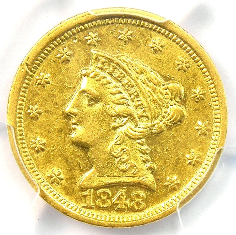1848-D Liberty Gold Quarter Eagle $2.50 - PCGS AU Details - Rare Dahlonega Coin! - Image 1 of 4