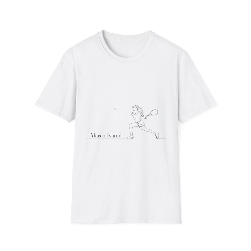 Camiseta Artística Línea Jugador de Tenis | Ilustración de Raqueta Minimalista Foto 1 de 1