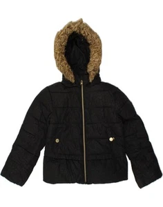 MICHAEL KORS wattierte Jacke Mädchen mit Kapuze 5-6 Jahre schwarz Polyester CE36 - Bild 1 von 3