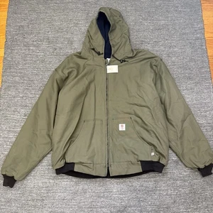 Tyndale FR Heavyweight Jacket Men 4XL Tall Green Full Zip Hood Flame Resistant - Picture 1 of 10