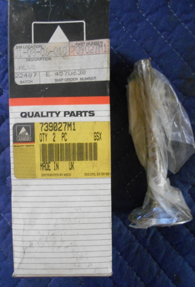 Válvula de admisión NOS AGCO 739027M1 Perkins diésel 31431641 BIN27 Foto 1 de 1