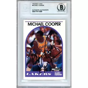 1989-90 NBA Hoops #187 Michael Cooper Signed Card AUTO Beckett Slabbed LA Lakers - Picture 1 of 5