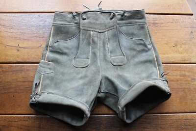 Sehr gute kurze vintage RindLatzlederhose in H48 - robuster Chic ! - Bild 1 von 4