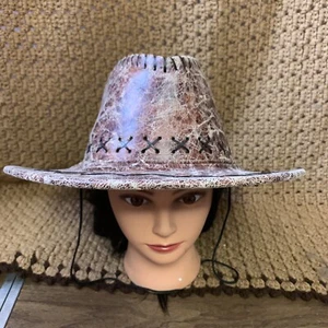 leather cracked Australian outback western hat Size Large - Imagen 1 de 6