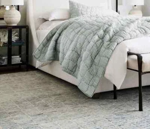 Alfombra de corredor de lana blanca acolchada a mano alfombras de diseño abstracto para sala de estar moderna - Imagen 1 de 4