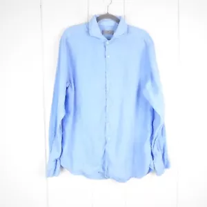 Canali Shirt Mens SZ XL Linen Long Sleeve Button Up Business Casual Breathable - Picture 1 of 9
