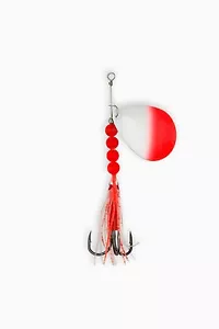 Spinner Salmón McOmie's #7 Colorado UV "Rojo Salmón/Perla" con Hoochie - Imagen 1 de 2