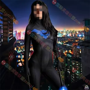 Women Nightwing Costume Superhero Cosplay Jumpsuit Halloween Zentai - Picture 1 of 6
