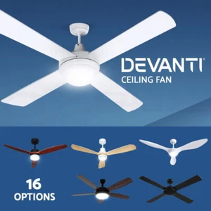 Devanti 48" 52" 64" Ceiling Fan AC DC Motor Fans Light LED Remote Control - Picture 1 of 43