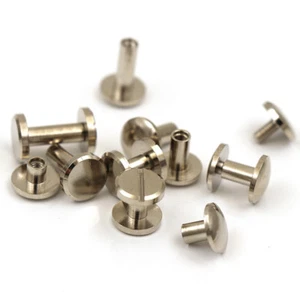10mm Brass Nickel Plated Screw Chicago Stud Rivet Leathercraft Binding 4/6-12mm - Picture 1 of 6