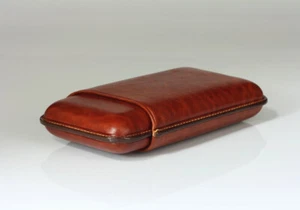 Martin Wess 3er Robusto Cigar Case 591 Nature Smooth/Cattle & Goat Leather - Picture 1 of 3