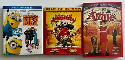 Family Movie Lot Despicable Me 2 Kung-Fu Panda 2 Annie Blu-Ray DVD - Image 1 of 4