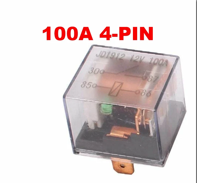 12V 100A Relay 4-Pins N.O. SPST Clear Shell Green LED Power Light - Image 1 of 4