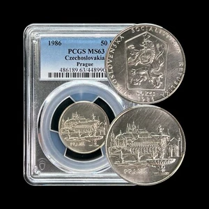 CZECHOSLOVAKIA. 1986, 50 Korun, Silver - PCGS MS63 - Prague, Charles Bridge - Picture 1 of 5