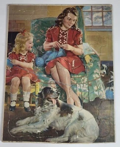 Valzer vintage n. Puzzle vassoio 100 cornici - madre e figlia e cani - Foto 1 di 7