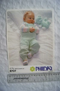 Vintage: Phildar No. 8707 pullover & dungarees, 4 ply, 18-20 inches, 46-51 cm - Picture 1 of 1
