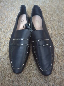 Zara Black Soft Leather Loafers With Studs Size 37/uk 4 - Picture 1 of 4