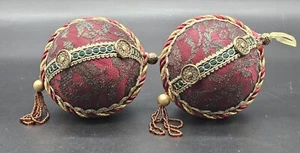 Conjunto de adornos de bolas vintage en rojo y dorado con cuerda para árbol de Navidad UK/c60s - Imagen 1 de 7