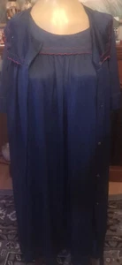 Shadowline Peignoir Nightgown & Robe Set Blue Embroidered Roses Size M - Picture 1 of 5