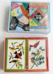 LOT OF 2 PLAYING CARDS DOUBLE DECKS - HALLMARK PATCHWARK & BIRDS BACK - Picture 1 of 3