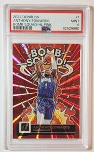 2022 Anthony Edwards Panini Donruss Bomb Squad Pink Holo Laser #25/50 SSP