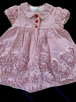 Biscotti Collezioni NWOT Red Polka Dot 3-D Fabric Flowers Cotton Dress-12 Mos - Изображение 1 из 4