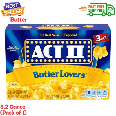 Palomitas de maíz para microondas ACT II Butter Lovers, 3 unidades 2,75 oz. Bolsas/Paquete de 1 de 8,2 OZ. Foto 1 de 4