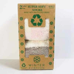 Lot 4 Pairs Winter Essential SZ 4-10 Super Soft Socks Pink+ Gray & Black +white - Picture 1 of 2