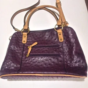 Borsa a tracolla Guani Bernini finto struzzo cupola viola prugna borsa a mano bella! - Foto 1 di 22