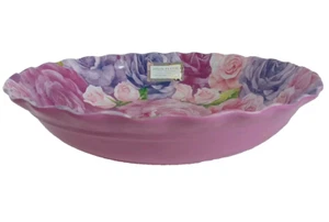 Jolie Fleur Multicolor Rose Melamine Serving Bowl 13" Wide 3" Height, New - Picture 1 of 3