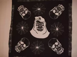 New BLACK GOTHIC SKULL SPIDER WEB & GHOST Bandana   - Picture 1 of 1